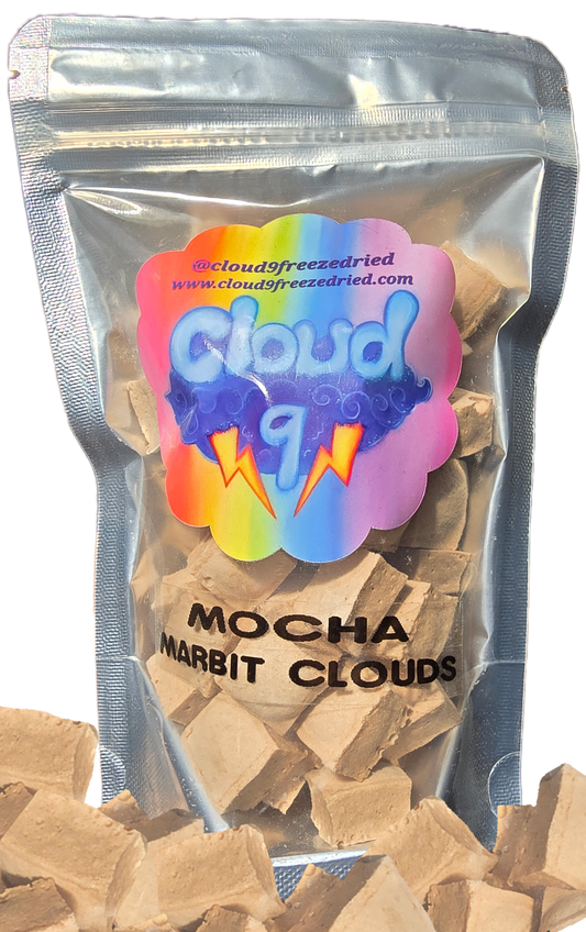 Freeze dried mocha marbit clouds candy handcrafted gourmet