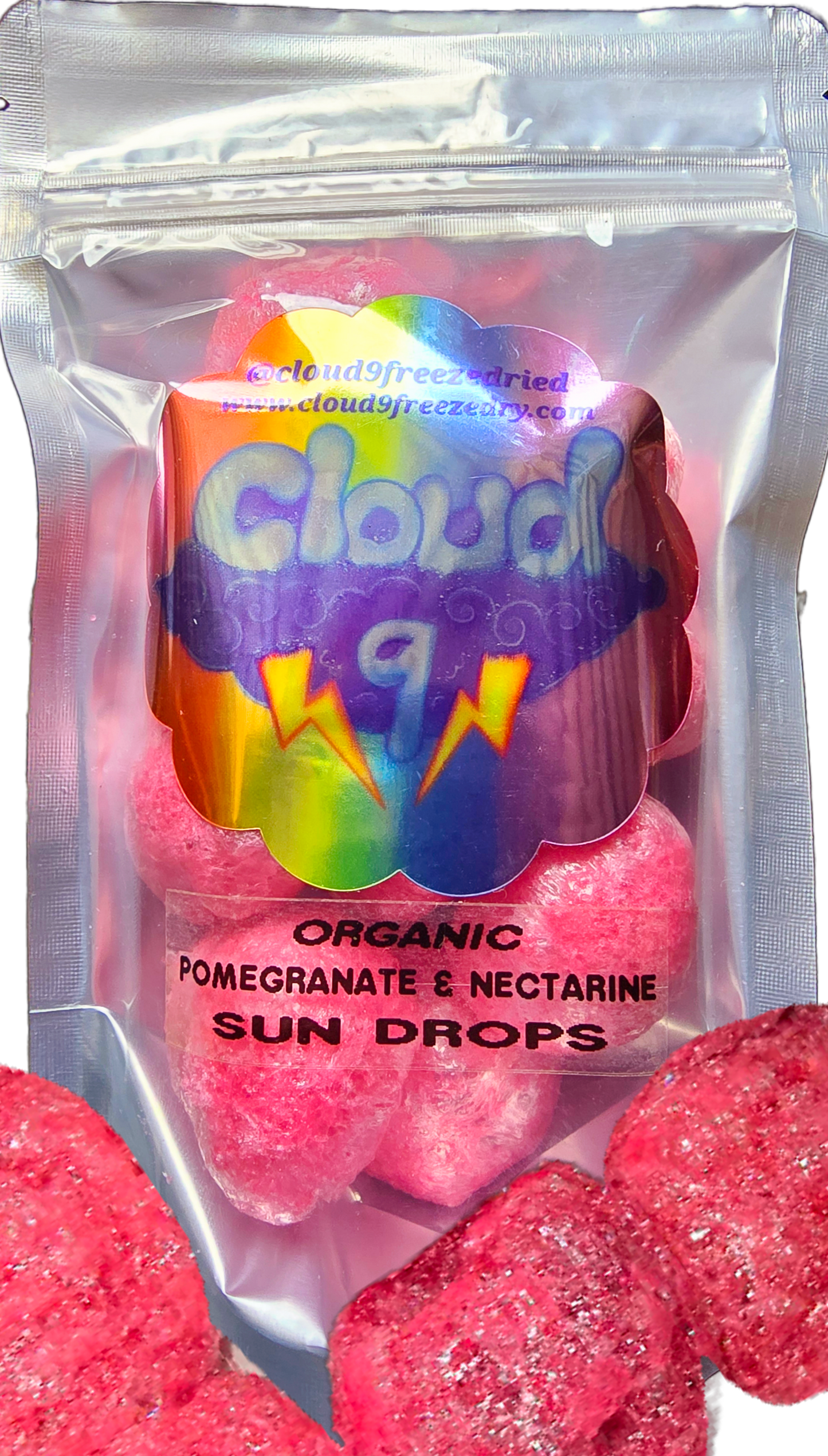 Pomegranate and nectarine sun drops organic freeze dried candy