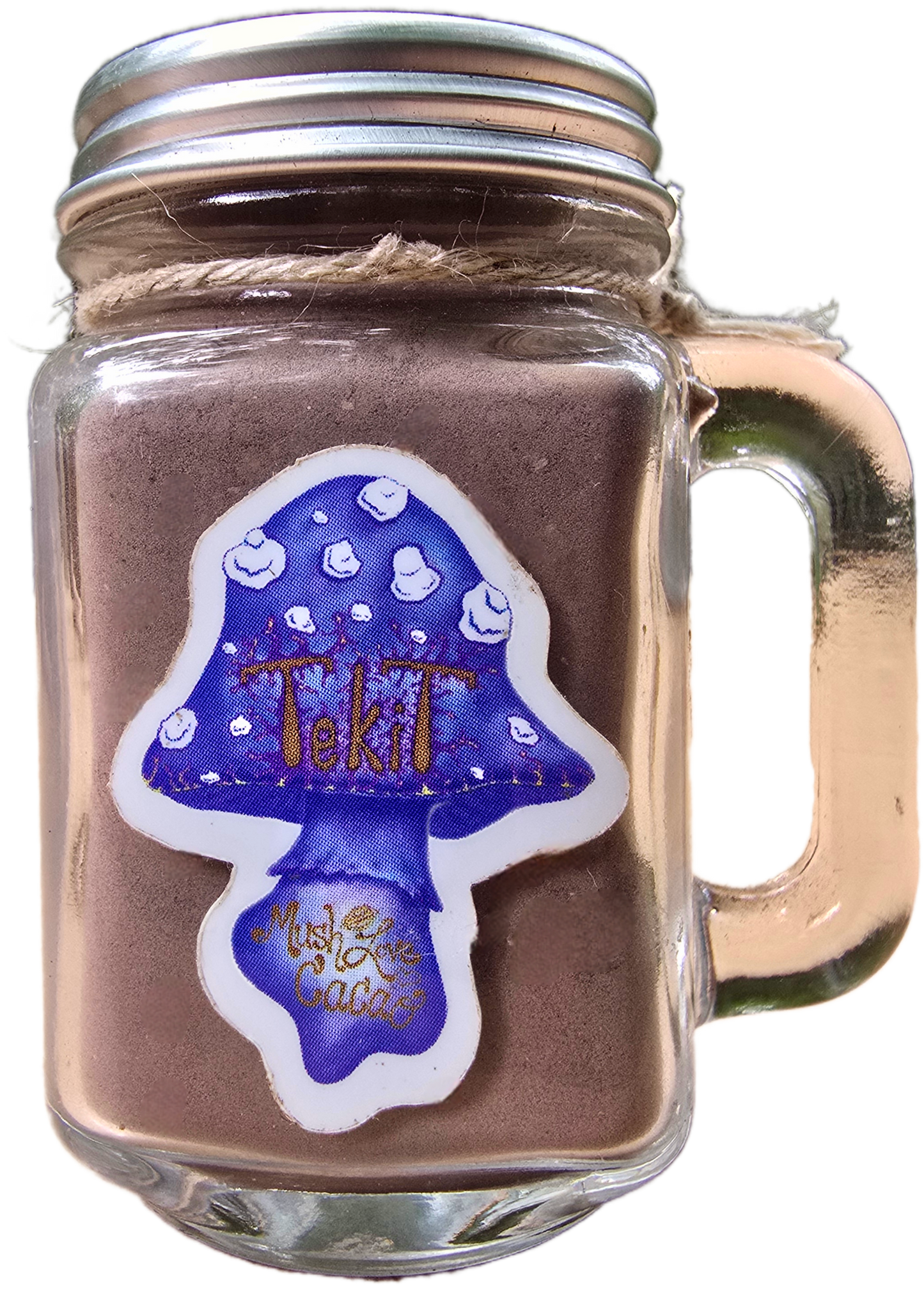 Mush Love blue cacao drink mix with organic raw vegan reishi mushroom chaga mushroom lions mane mushroom candy cap mushroom blue butterfly pea flower coffee beverage superfoods