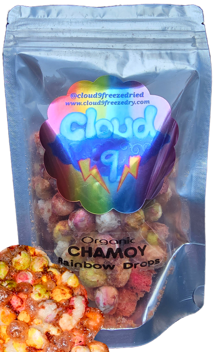 Handcrafted freeze dried chamoy candy rainbow drops spicy sweet salty candy organic all natural 
