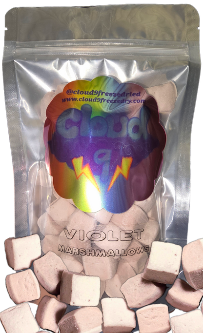 Violet handcrafted gourmet marshmallows in a 5x7x3 cloud 9 bag